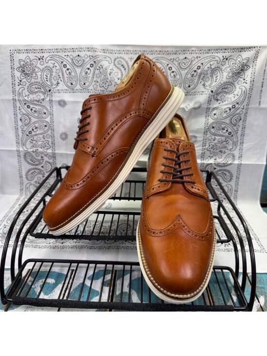 Cole Haan Grand OS Wingtip Oxford Brown Leather Shoes C22793 Mens Sz 9M EUC main image 7